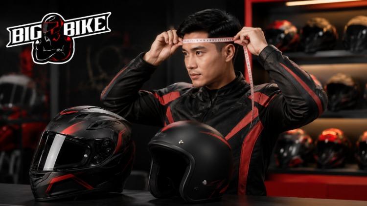 Hướng dẫn cách đo size mũ bảo hiểm bằng thước dây tại Bigbike
