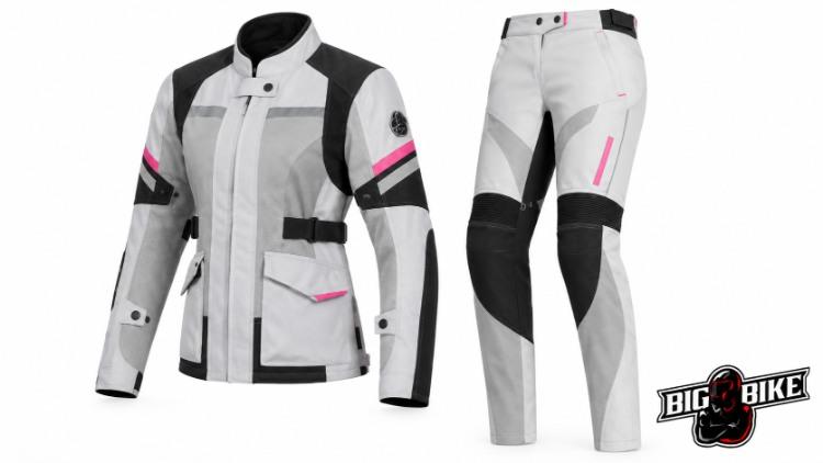 Bộ áo giáp moto nữ và quần bảo hộ màu trắng phối hồng dành cho biker nữ