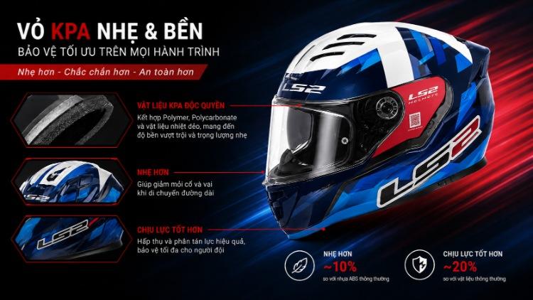 Vỏ KPA giúp LS2 FF800 nhẹ, bền và chịu lực tốt