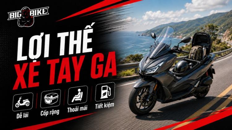 Biker đi phượt bằng xe tay ga trên cung đường ven biển